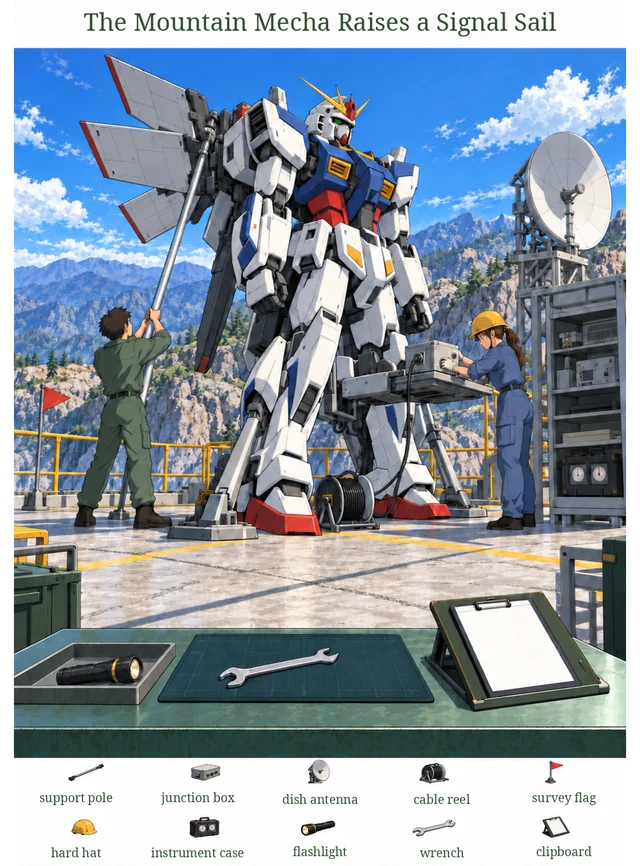 The Mountain Mecha Raises a Signal Sail colorful hidden picture puzzle preview