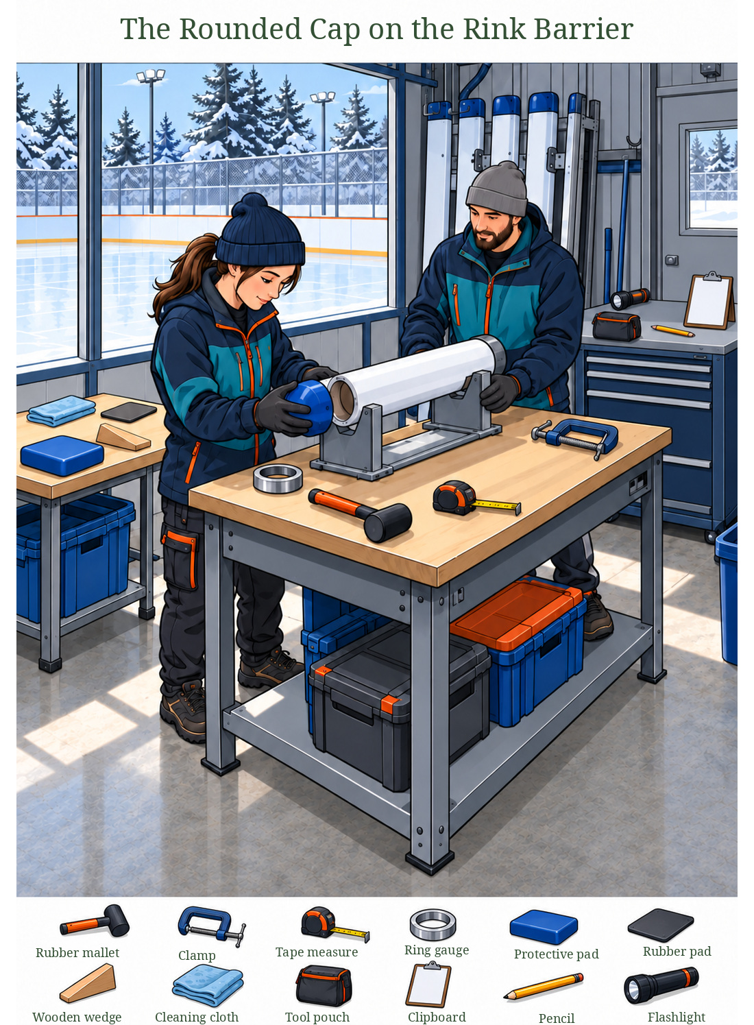 The Rounded Cap on the Rink Barrier – full-color hidden picture puzzle with 12 objects to find