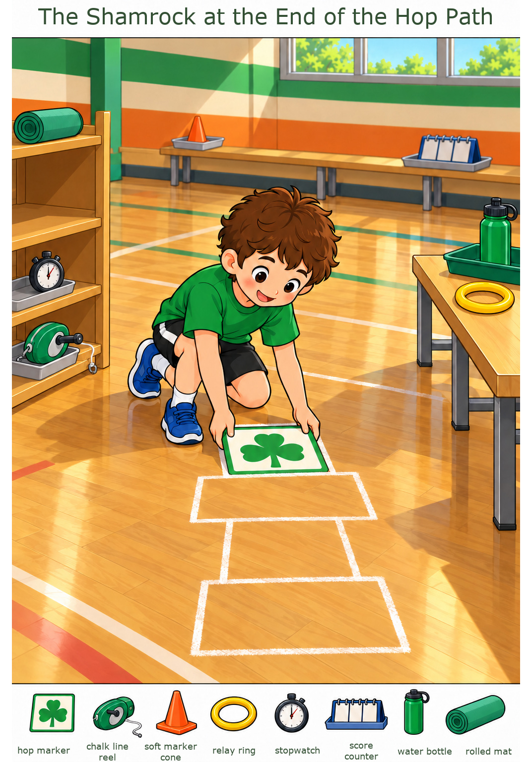 The Shamrock at the End of the Hop Path – full-color hidden picture puzzle with 8 objects to find