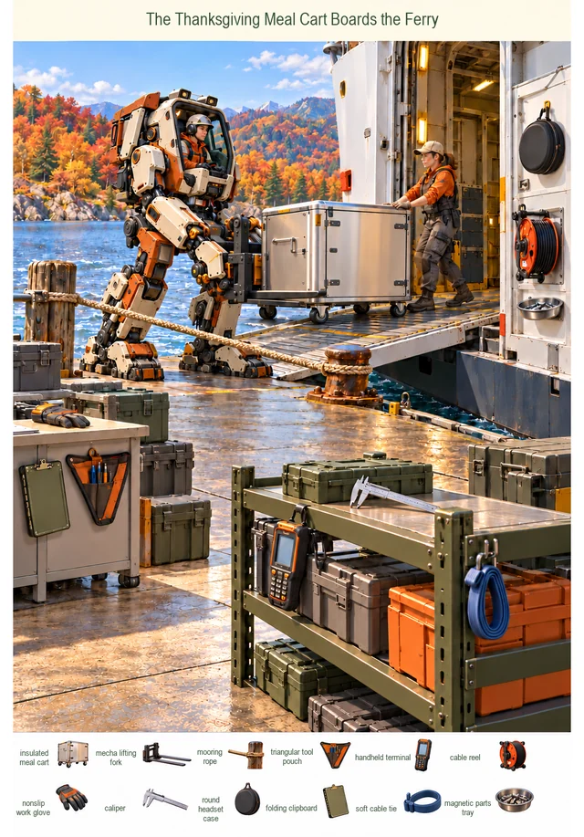 The Thanksgiving Meal Cart Boards the Ferry colorful hidden picture puzzle preview