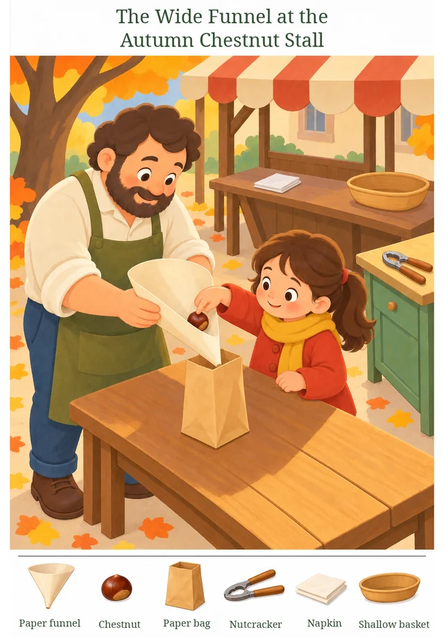 The Wide Funnel at the Autumn Chestnut Stall colorful hidden picture puzzle preview