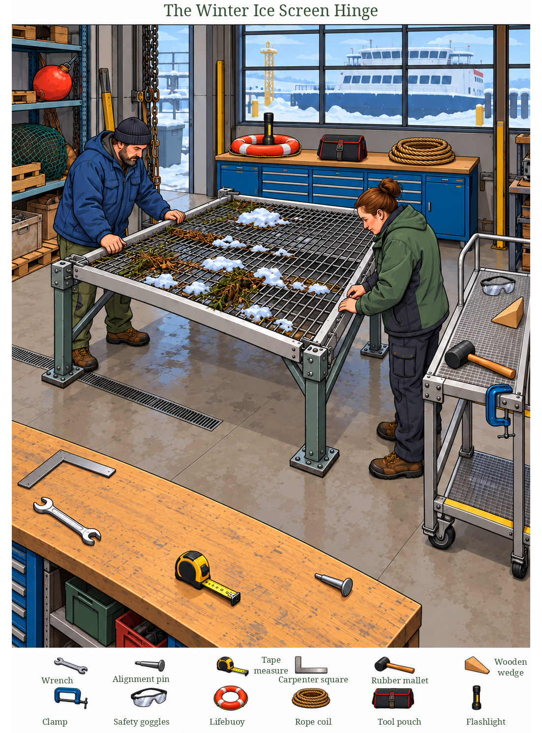 The Winter Ice Screen Hinge – full-color hidden picture puzzle with 12 objects to find