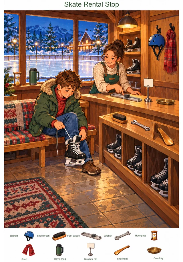 The Winter Skate Rental Counter colorful hidden picture puzzle preview