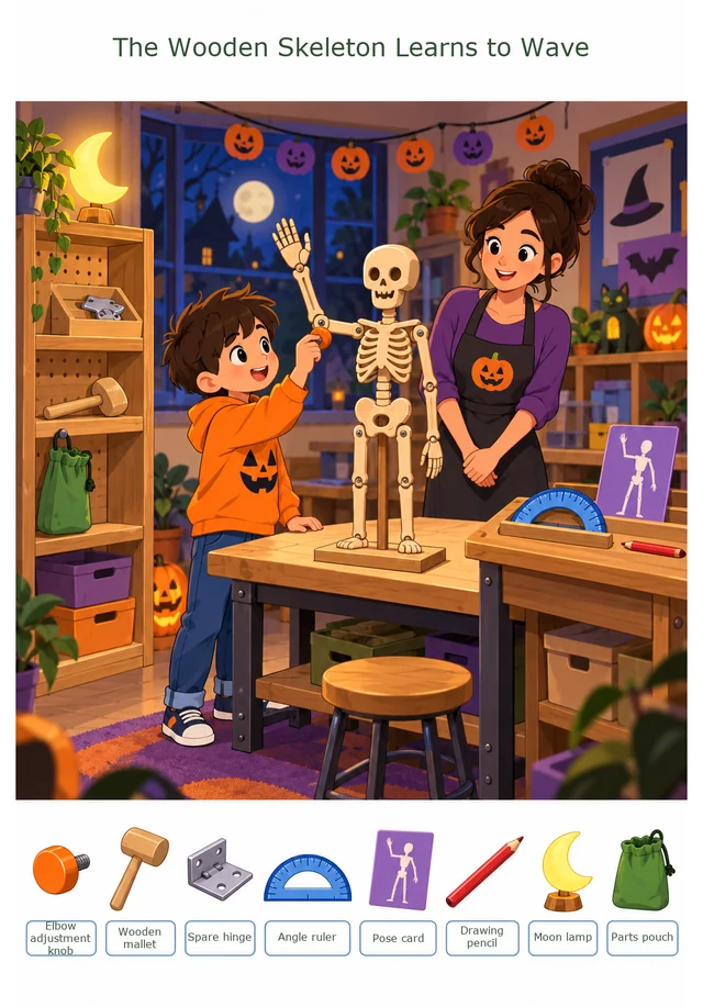 The Wooden Skeleton Learns to Wave colorful hidden picture puzzle preview
