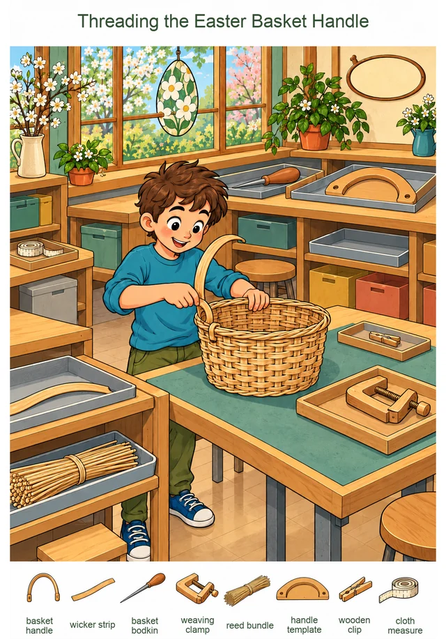 Threading the Easter Basket Handle colorful hidden picture puzzle preview