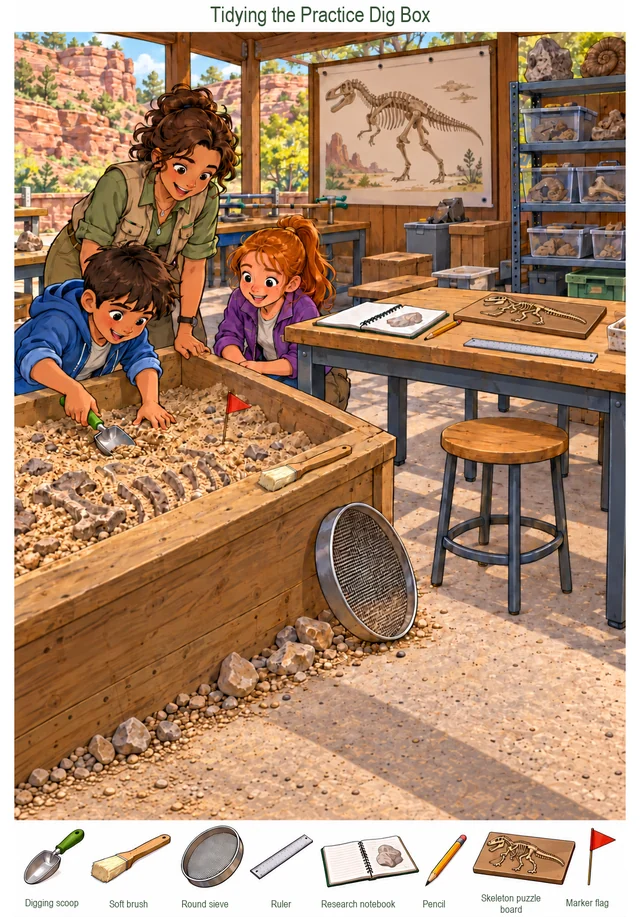 Tidying the Practice Dig Box colorful hidden picture puzzle preview