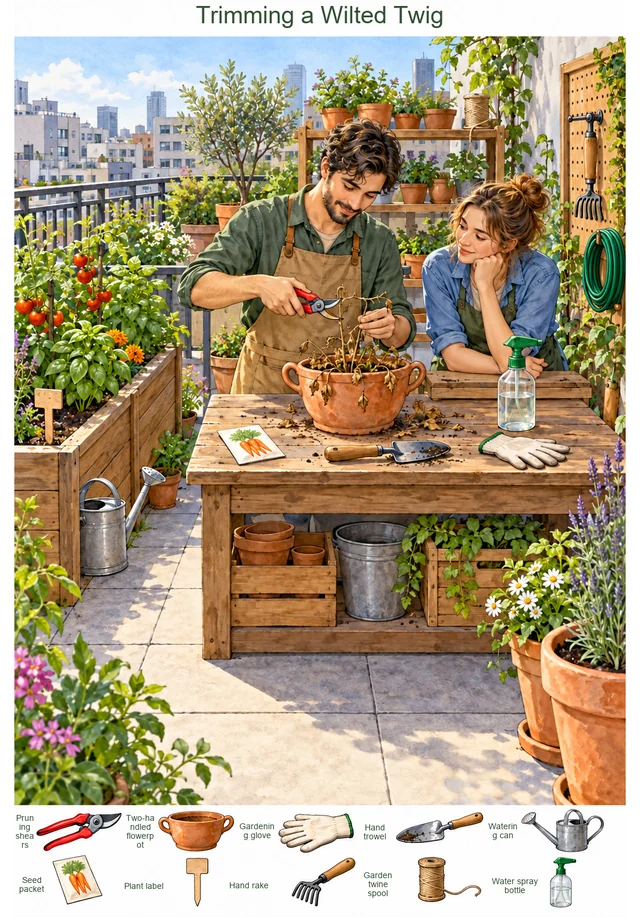 Trimming a Wilted Twig colorful hidden picture puzzle preview