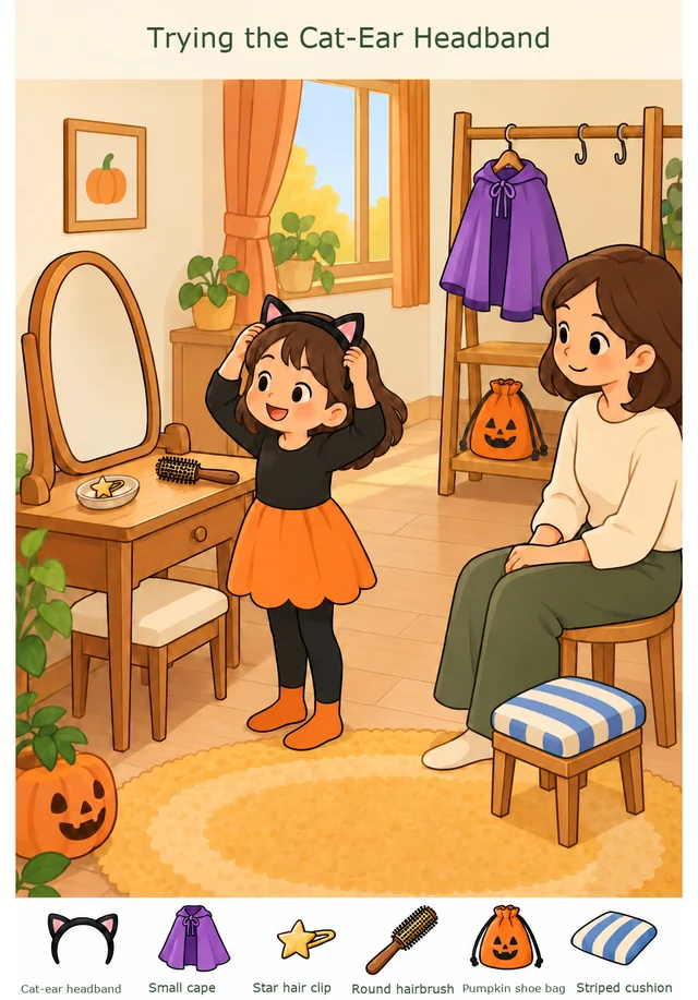 Trying the Cat-Ear Headband colorful hidden picture puzzle preview