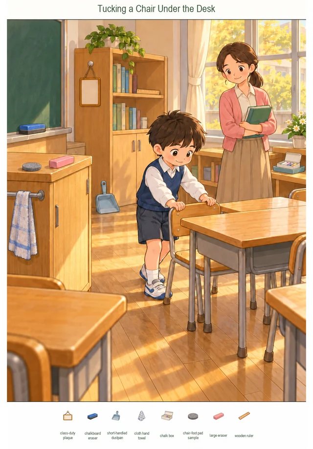 Tucking a Chair Under the Desk colorful hidden picture puzzle preview