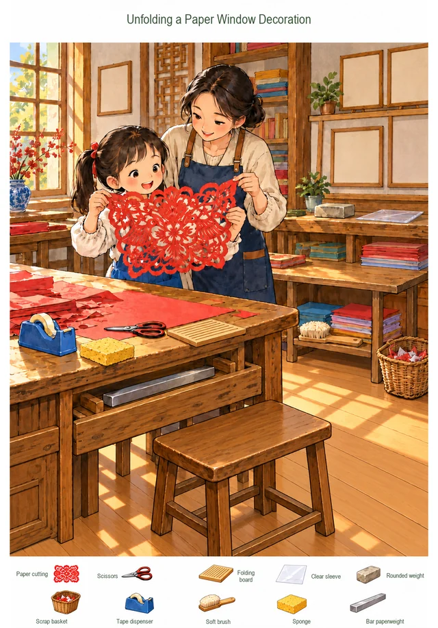 Unfolding a Paper Window Decoration colorful hidden picture puzzle preview