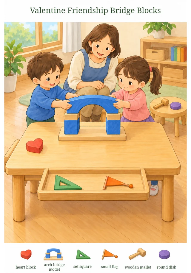 Valentine Friendship Bridge Blocks colorful hidden picture puzzle preview