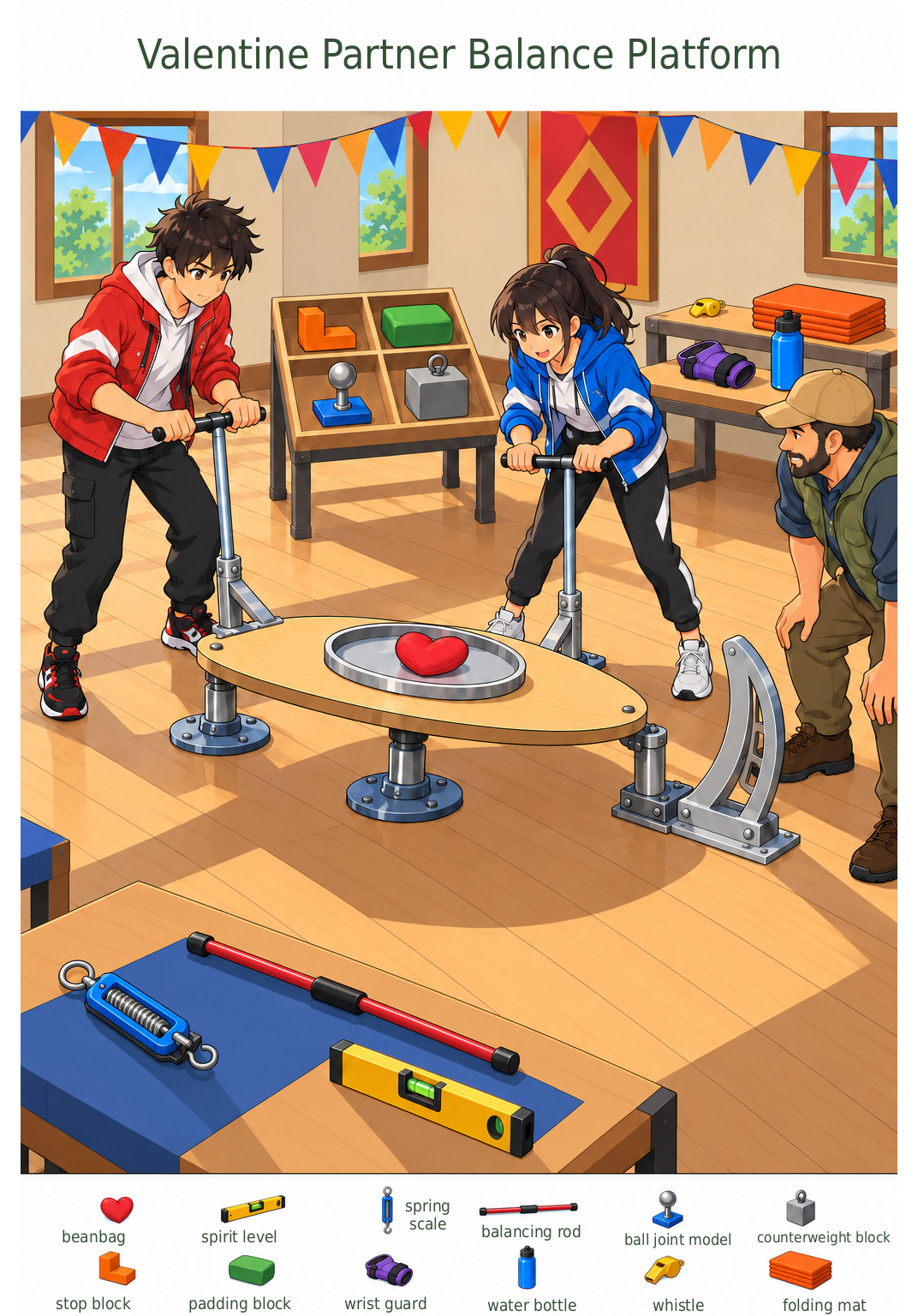 Valentine Partner Balance Platform – full-color hidden picture puzzle with 12 objects to find