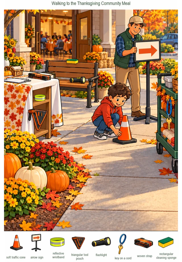 Walking to the Thanksgiving Community Meal colorful hidden picture puzzle preview