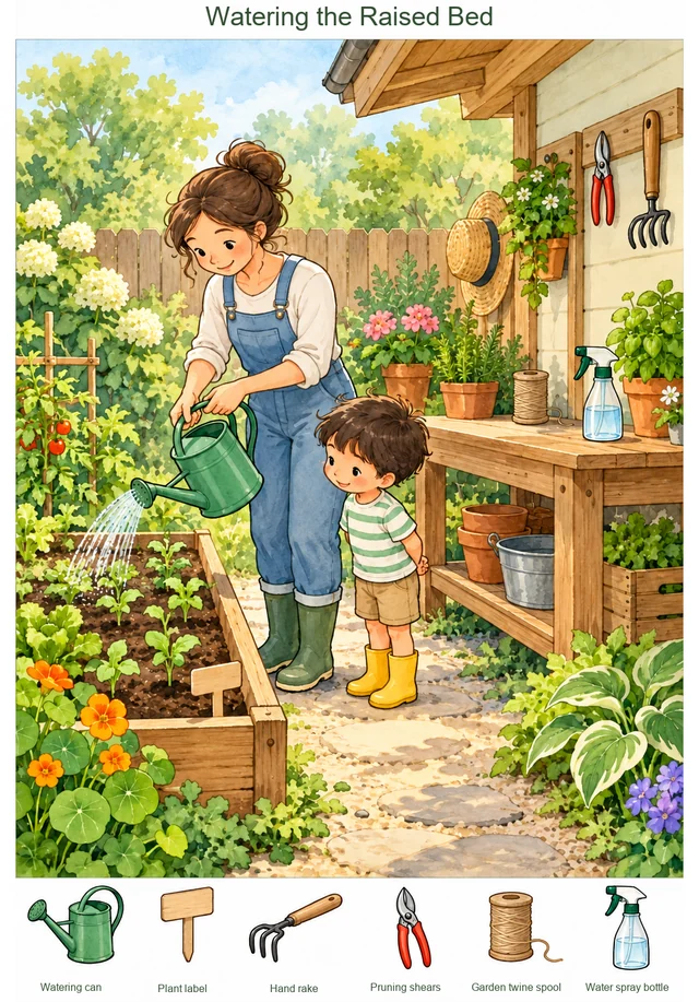Watering the Raised Bed hidden picture preview