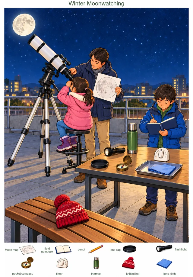 Winter Moonwatching at the Community Observatory colorful hidden picture puzzle preview