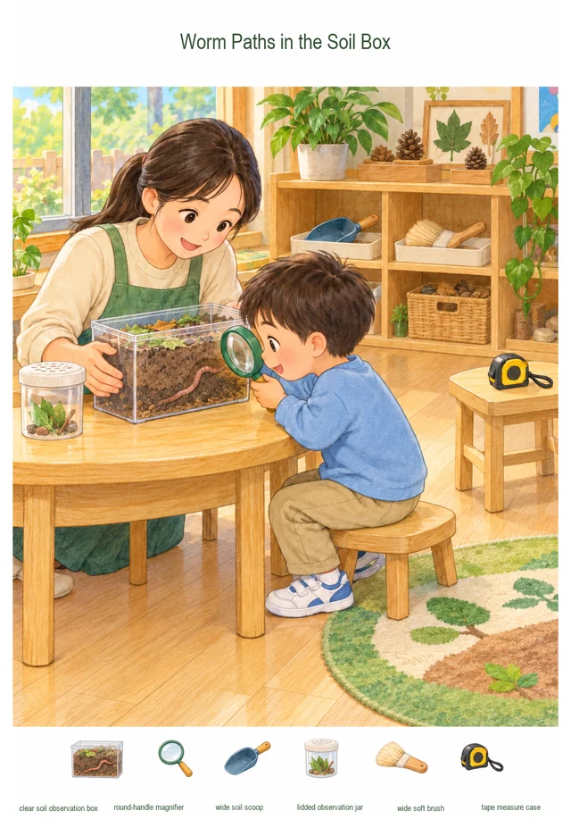 Worm Paths in the Soil Box colorful hidden picture puzzle preview