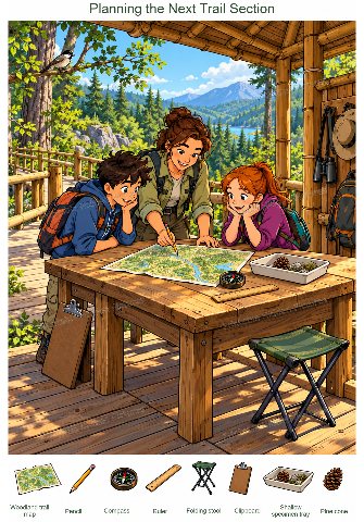 Planning the Next Trail Section colorful hidden picture puzzle preview